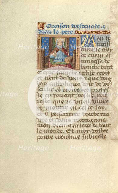 God the Father; Poncher Hours, about 1500. Creator: Master of Jacques de Besancon.