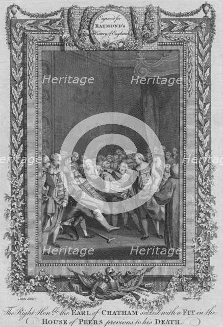 'The Right Honourable the Earl of Chatham seized with a Fit in the House of Peers', c1787. Artist: Unknown.