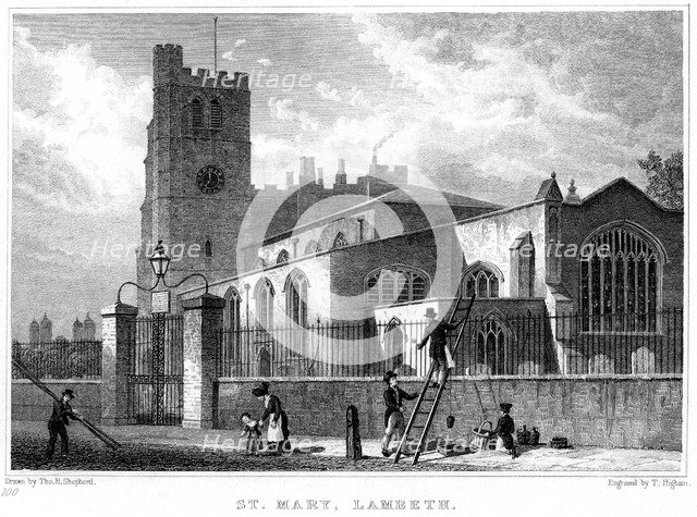 Church of St Mary, Lambeth, London, 1831.Artist: Thomas Higham
