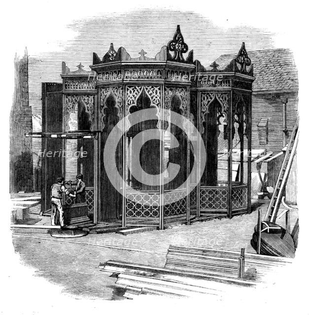 Railway Bridge for India: the Pier Frames, 1858. Creator: Unknown.