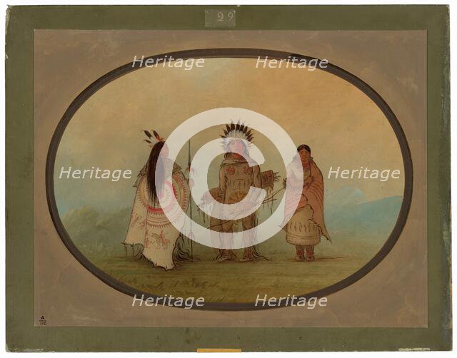 A Crow Chief, a Warrior, and His Wife, 1855/1869. Creator: George Catlin.