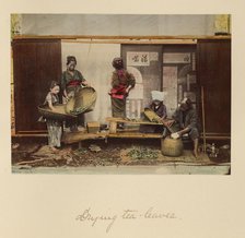 Drying Tea Leaves, about 1873-1883. Creator: Shinichi Suzuki I.