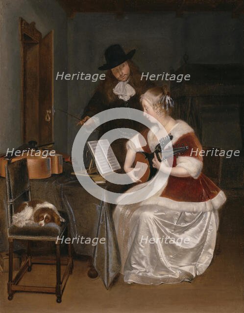 The Music Lesson, c. 1670. Creator: Gerard Terborch II.