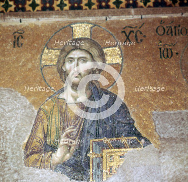 Detail of a Byzantine mosaic of Christ, 12th century. Artist: Unknown