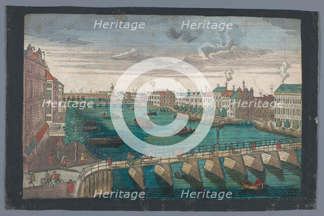 View of the Amstel between the Blauwbrug and the Hogesluis in Amsterdam, 1742-1801. Creator: Anon.