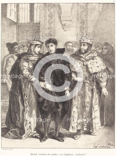 The Queen Tries to Console Hamlet (Act I, Scene II), 1834. Creator: Eugene Delacroix.