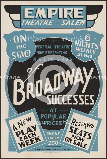 A Second Season of Broadway Sucesses, Salem, MA, [193-]. Creator: Unknown.