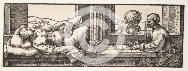 Draughtsman Drawing a Reclining Nude, 1525. Creator: Dürer, Albrecht (1471-1528).