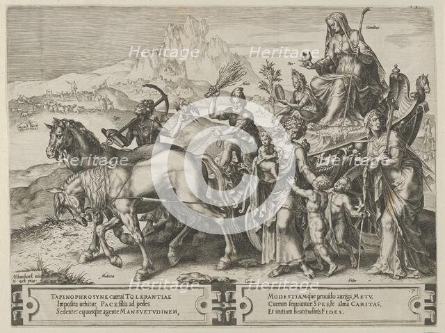 The Triumph of Humility, from The Cycle of the Vicissitudes of Human Affairs, plate 7, 1564. Creator: Cornelis Cort.