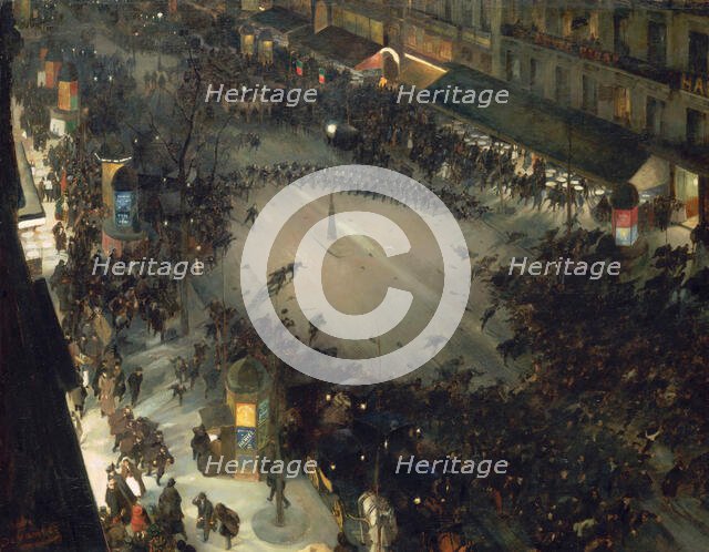 La Charge, boulevard Montmartre, 1902-1903. Creator: Devambez, André Victor Édouard (1867-1943).