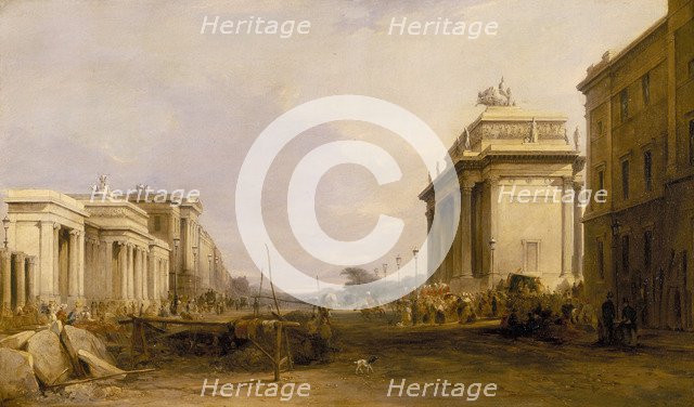 'Hyde Park Corner and Constitution Arch', c1833. Artist: James Holland