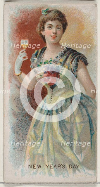 New Year's Day, United States, from the Holidays series (N80) for Duke brand cigarettes, 1890., 1890 Creator: George S. Harris & Sons.