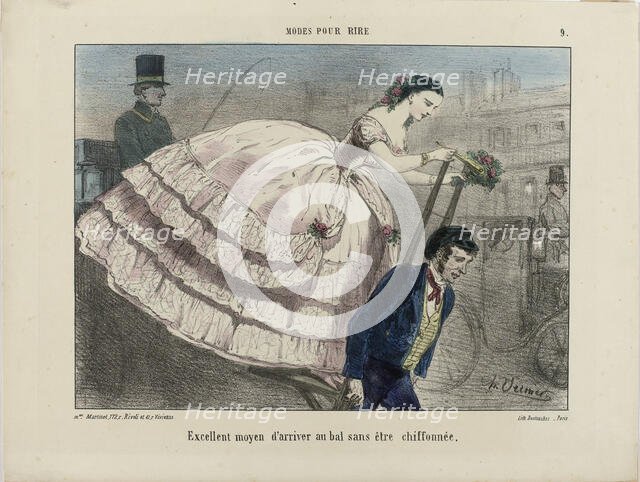 Excellent moyen d'arriver. From Modes pour rire, 1855-1859. Creator: Vernier, Charles (1813-1892).