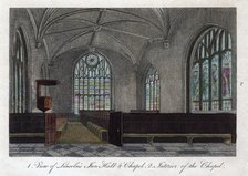 Interior of Lincoln's Inn Chapel, London, 1811. Artist: Pals