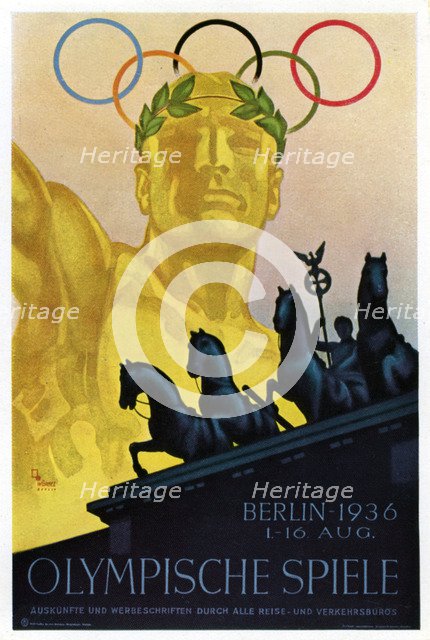 Poster for the 1936 Olympic Games, Berlin, 1936. Artist: Unknown