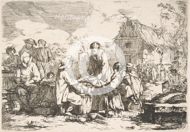 Village Market Place (Le Marché de village), 18th century. Creator: Jean-Baptiste-Marie Pierre.