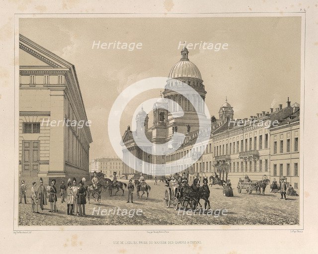 Saint Isaac's Cathedral As Seen From the Cavalry Manege (From: The Construction of the Saint Isaac's Cathedral), 1845. Artist: Montferrand, Auguste, de (1786-1858)