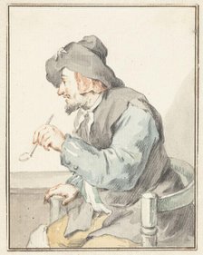 Piping man in a chair, to the left, 1720-1792. Creator: Aert Schouman.