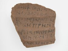 Ostrakon with a Letter from Sabinus to Paham, Coptic, 580-640. Creator: Unknown.