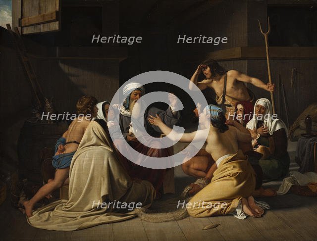 Noah and his family in the Ark, 1835. Creator: Blunck, Ditlev (Detlef) (1798-1854).