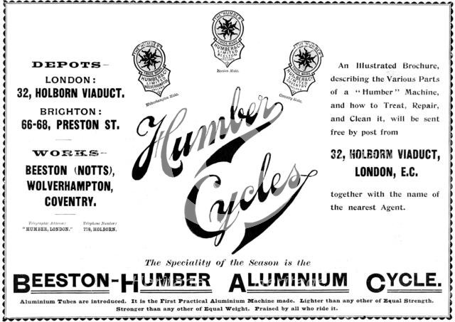 Advertisement for Humber Cycles, 1898. Creator: Unknown.