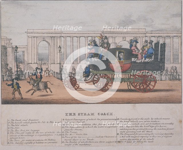 Steam coach at Hyde Park Corner, London, c1830. Artist: Anon
