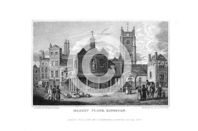 Market Place, Kingston, Surrey, 1829.Artist: J Fisher