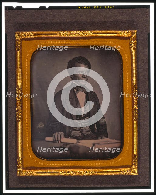 Beverly Page Yates, half-length portrait, facing slightly right, seated..., between 1856 and 1858. Creator: Augustus Washington.