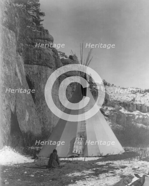 Hide stretching-Apsaroke, c1908. Creator: Edward Sheriff Curtis.