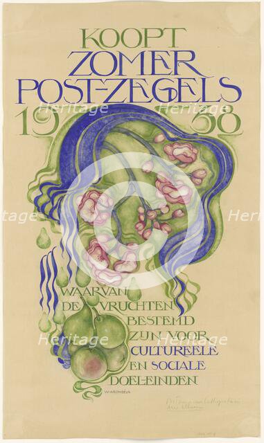 Design for a poster for the sale of summer stamps for the year 1938, c. 1938. Creator: Willem Arondeus.