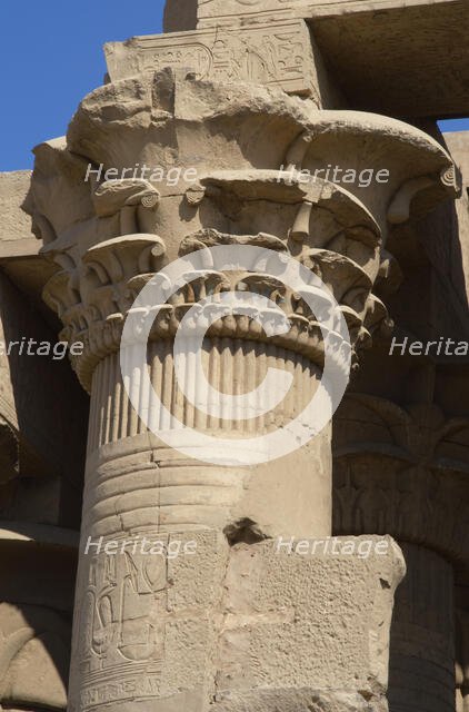 Papyrus column, Temple of Kom Ombo, Egypt, Ptolemaic Dynasty, 2nd century BC (2003). Creator: Unknown.