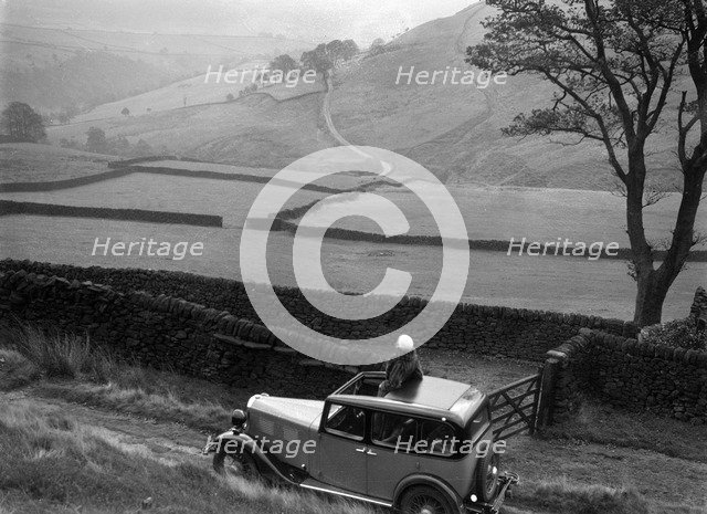 Kitty Brunell road testing a Standard Little Twelve saloon, c1932. Artist: Bill Brunell.