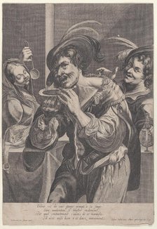 Man drinking soup while two people watch him, 1624-75. Creator: Pierre Daret.