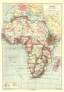 ''Map of Afrique showing Possessions et protectorats d'Europe', 1914. Creator: Unknown.