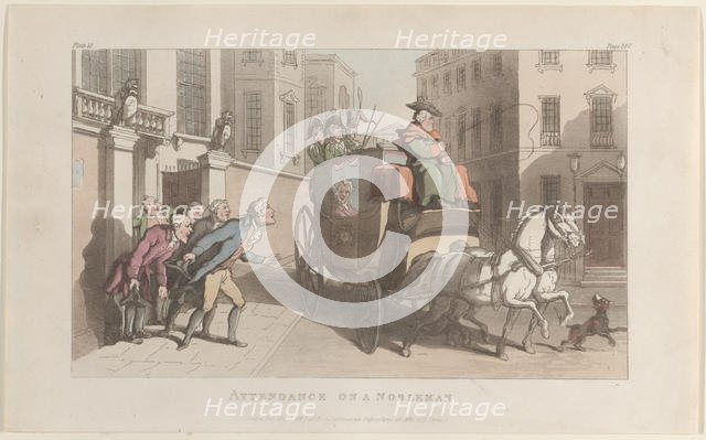 Attendance on a Nobleman, from "The Vicar of Wakefield", May 1, 1817., May 1, 1817. Creator: Thomas Rowlandson.