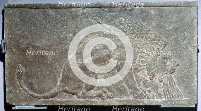 'The Dying Lion', a stone panel from Nineveh, northern Iraq, Neo-Assyrian, c645 BC. Artist: Unknown