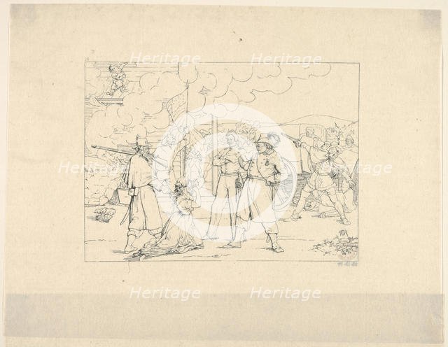 Valiant Men "Dat Fite Mit Siegel" (from Confederate War Etchings), 1861-63. Creator: Adalbert John Volck.