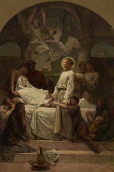Esquisse pour l'église Saint-Augustin : La mort de sainte Monique, 1874. Creator: Diogene Ulyssee Napoleon Maillart.