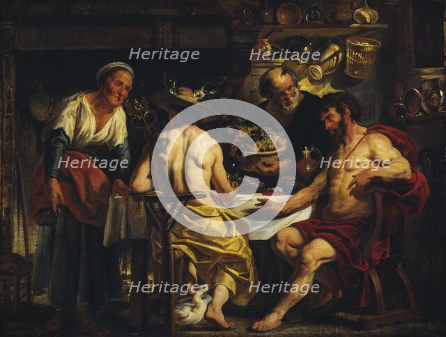 Jupiter and Mercury visiting Philemon and Baucis, 1645-1650. Creator: Workshop of Jacob Jordaens.