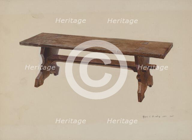 Moravian Church Bench, 1935/1942. Creator: Amos C. Brinton.