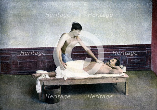 Man having a massage in bath house, c1890. Artist: Unknown