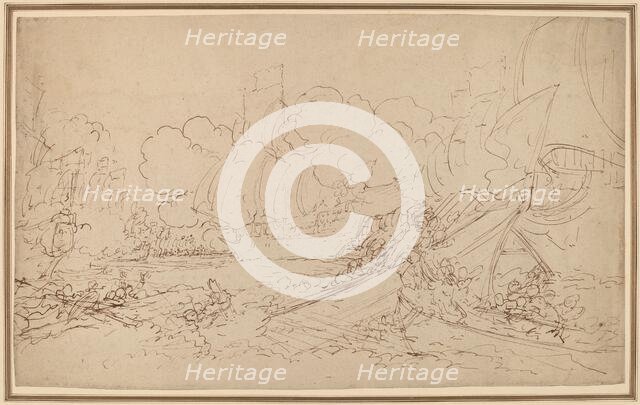Study for The Battle of La Hogue [recto], 1778. Creator: Benjamin West.
