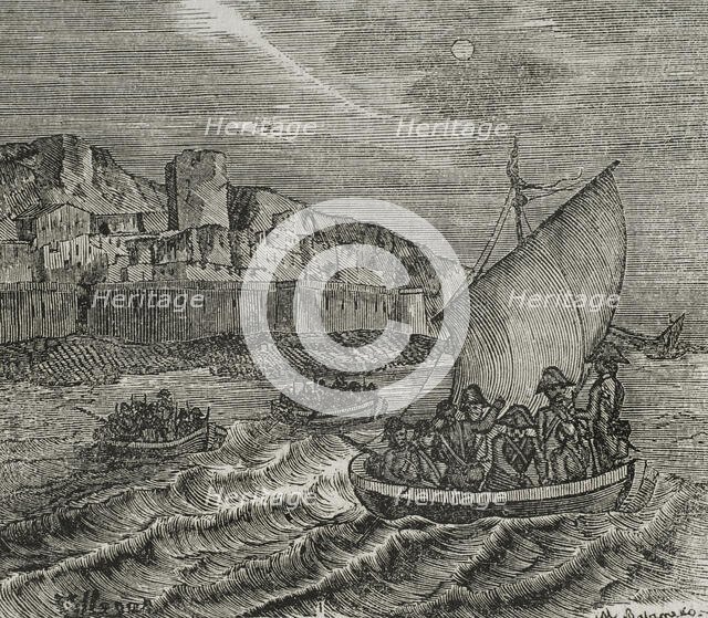 Salvation of French emigrants in Collioure, 1851.  Creator: Unknown.