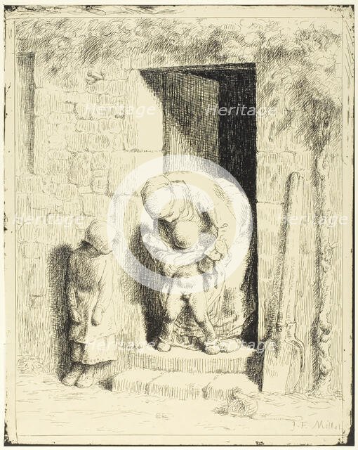 The Maternal Precaution, 1860, published 1921. Creator: Jean Francois Millet.