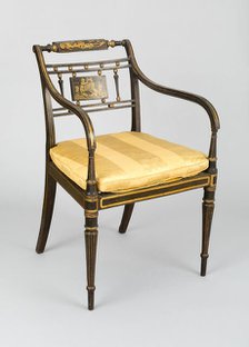 Armchair with Tablet: Putti Drawing, England, c. 1790/1800. Creator: John Gee.