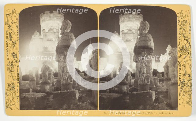 Snow figures and East front of Palace, night scene, 1886/88. Creator: Henry Hamilton Bennett.