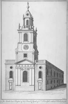 North-east view of the Church of St Botolph without Bishopsgate, City of London, 1750.               Artist: Benjamin Cole