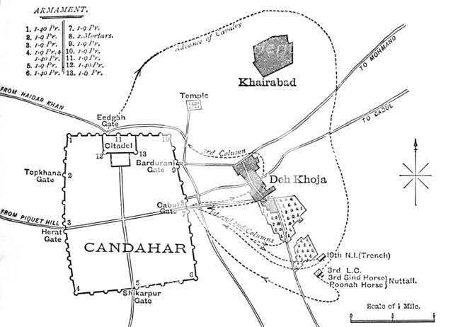 'Plan of the Sortie from Candahar, (Aug. 16, 1880)', c1880. Artist: Unknown.