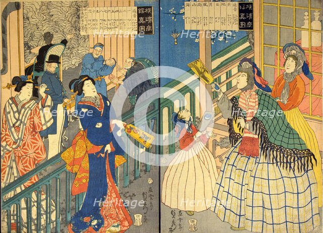 True View of a Yokohama Mercantile House (Yokohama shokan shinzu), 1861. Creator: Sadahide Utagawa.