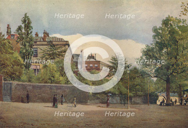 'Spring Gardens from the Mall', Westminster, London, c1880 (1926). Artist: John Crowther.